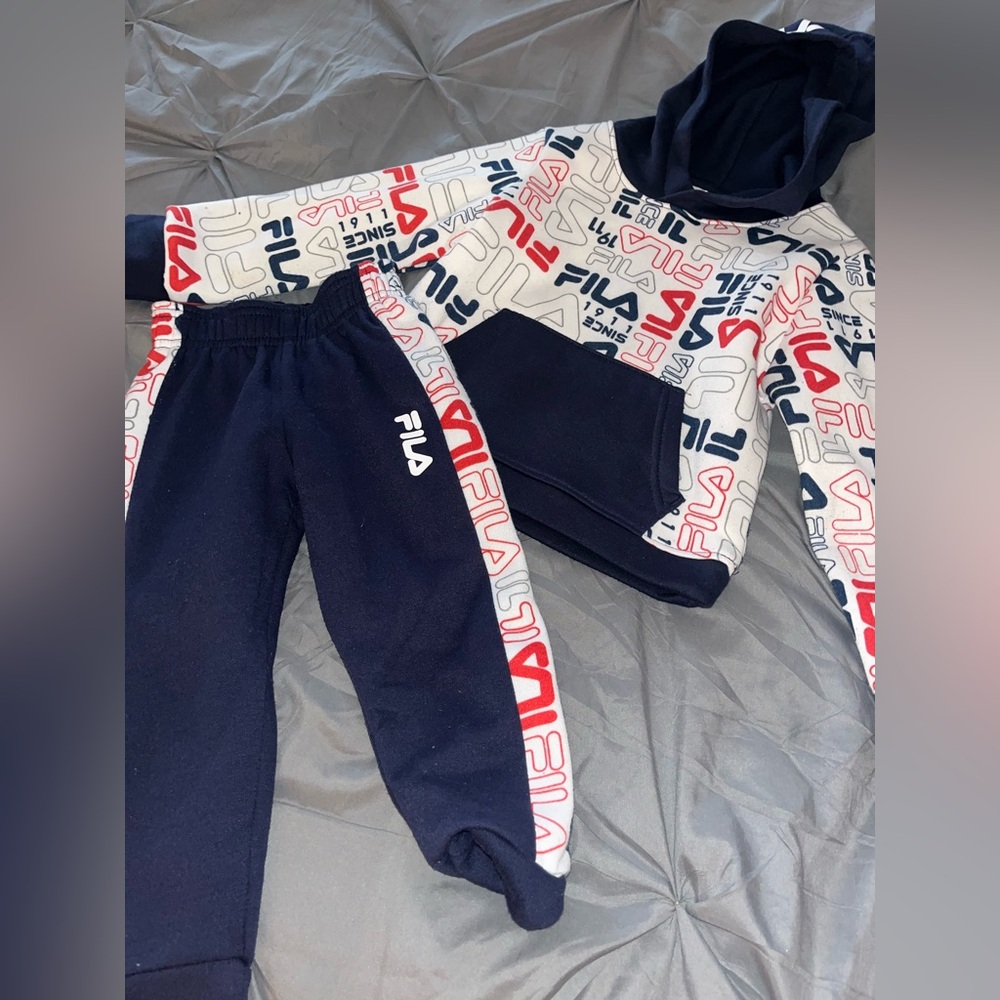Fila Kids' Blue Red and White Sweatpants Set